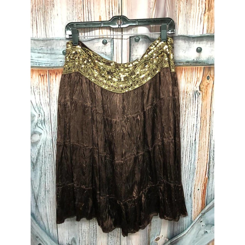 Cache Cocoa Satin Viscose Skirt 6 - image 5